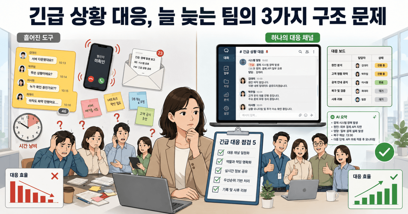 Cover Image for 긴급 상황 대응이 늘 늦는 팀의 3가지 구조 문제